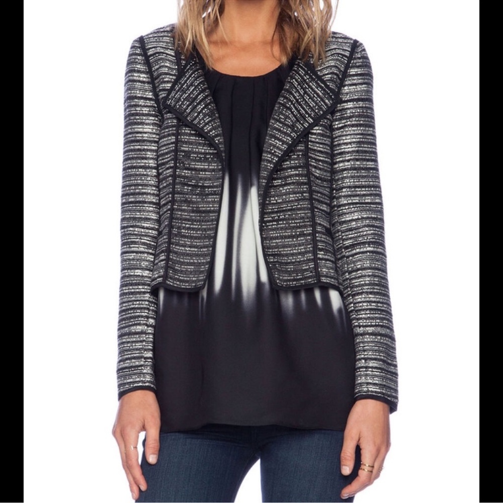 Milly Black and Gray Striped Blazer